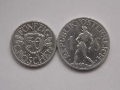 LOT 2 MONEDE - 50 GROSCHEN , 1 SCHILLING-1947 AUSTRIA foto