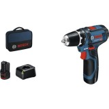 Masina de gaurit &amp; insurubat cu acumulator Bosch Professional GSR12V-15, 2 acumulatori si geanta inclusa