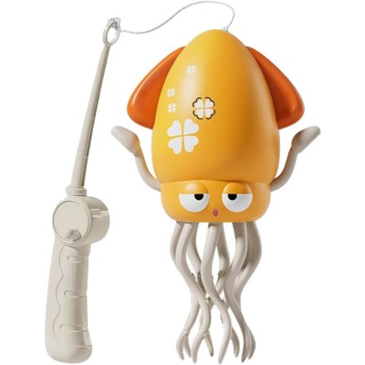 Caracatita Dansatoare, Flippy, +3 Ani, 3 Moduri, din ABS, Incarcare USB, cu Undita Inclusa, 12.6 x 7.6 x 20.7 cm, Galben foto