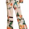 CL764-153 Pantaloni lungi cu imprimeu floral si talie inalta