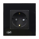 Priza incastrata PNI WP101B, rama sticla, neagra, 16A, 3700W