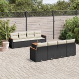 Cumpara ieftin Gossi set mobilier de gradina cu perne, 9 piese, negru, poliratan