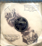 Vintage disc Columbia Records, 1940-1947, de 78RPM, disc din shellac., VINIL