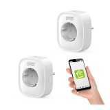 Set 2 prize inteligente Gosund NiteBird, 16 A, 3680 W, monitorizare consum energie, Wi-Fi, Alb