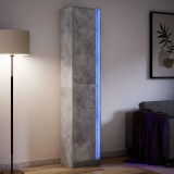 VidaXL Dulap &icirc;nalt cu LED gri beton 41,5x32,5x200 cm lemn prelucrat