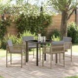 Set de dining pentru grădină cu 5 piese și perne bej din rattan și poliester.