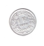 Moneda Elvetia 1 franc 1909, stare relativ buna, curata