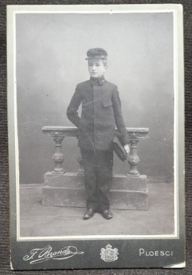 Fotografie pe carton,m elev scoala militara, perioada interbelica foto