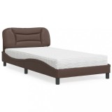 VidaXL Pat cu saltea, Hvar, maro, 100x200 cm, piele ecologică 3208705