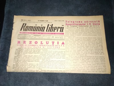 ZIARUL ROMANIA LIBERA 1 APRILIE 1949 foto