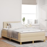 VidaXL Pat boxspring cu saltea cu saltea Crem 120 x 200 cm țesătură