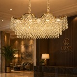 Candelabru din Cristal VELOURA Supremo Reale 16xE14, Auriu, 120x35 cm
