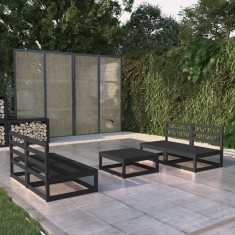 vidaXL Set mobilier de grădină, 5 piese, negru, lemn masiv de pin 3075243