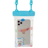Husa subacvatica fruity waterproof flippy, snowproof, universala, impermeabila, cu snur, pentru telefon sau documente, berry bear, albastru