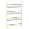 AIYAPLAY Raft pentru cărți copii, raft cu 4 polițe, raft de perete cu protecție la răsturnare Montessori 60 x 10 x 98 cm, Wei&szlig; | Aosom Romania
