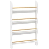 AIYAPLAY Raft pentru cărți copii, raft cu 4 polițe, raft de perete cu protecție la răsturnare Montessori 60 x 10 x 98 cm, Wei&szlig; | Aosom Romania