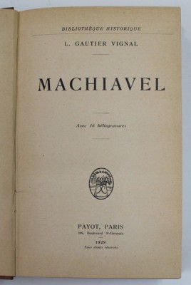 MACHIAVEL by L. GAUTIER VIGNAL , 1929 foto