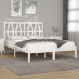 VidaXL Cadru pat 5FT King Size, alb, 150x200 cm, lemn masiv de pin