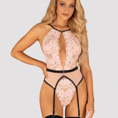 Body Sexy Cu Dantela Lilines, Roz + Negru, L/XL