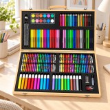 Cumpara ieftin Trusa pentru pictura si desen, 180 accesorii, portabila, cutie depozitare lemn