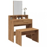 VidaXL Taburet de toaletă Stejar artizanal 70x35x45 cm Lemn prelucrat