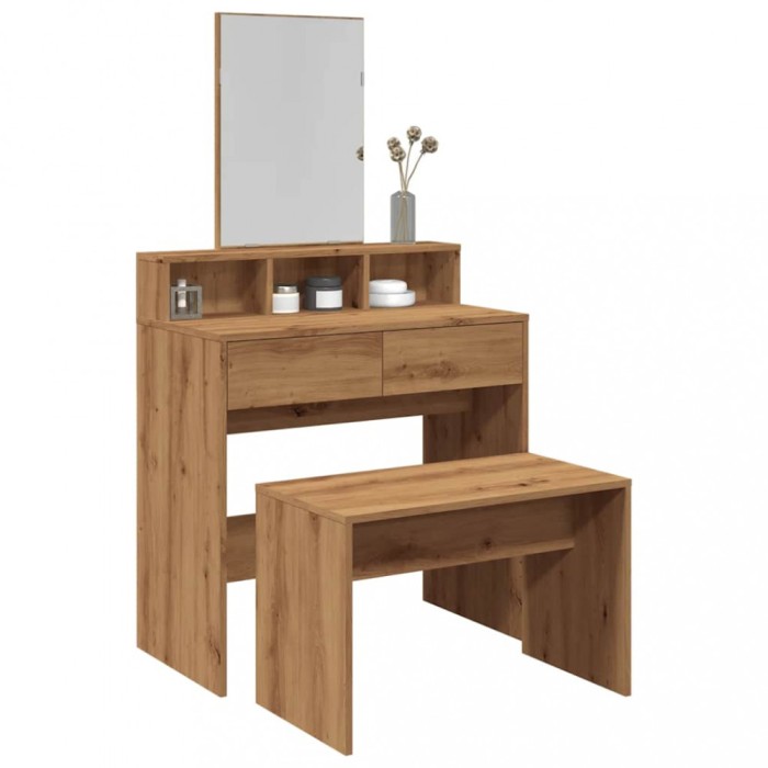 Taburet de toaletă Stejar artizanal 70x35x45 cm Lemn prelucrat