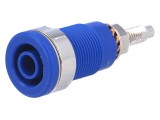 Conector banană 4mm soclu 32A 1kV albastru nichelat pentru panou