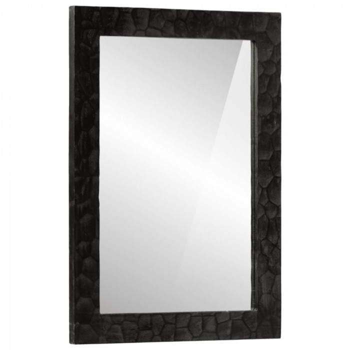 vidaXL Oglindă de baie negru 50x70x2,5cm lemn masiv de mango și sticlă 356850