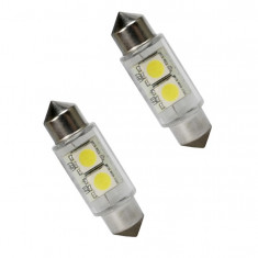 Becuri auto Vecta cu 2 leduri SMD 12V T11x36mm C5W alb sofit Festoon 5050SMD Kft Auto