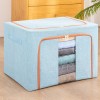 Cutie de depozitare pliabil&Auml;, 24l, bumbac &amp; in, 40x30x20 cm, fermoar bidirec&Egrave;ional, fereastr&Auml; frontal&Auml;, cadru metalic, baz&Auml; stabil&Auml;, bleu