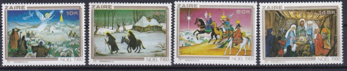 DB1 Zair Craciun 1980 Pictura 4 v. MNH