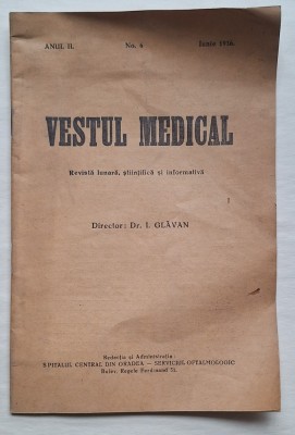 Vestul Medical &amp;ndash; Anul II, Nr. 6, Iunie 1936 &amp;ndash; Oradea, Dr. I. Glăvan foto