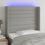 Cumpara ieftin Tăblie de pat cu LED, gri deschis, 93x16x118/128 cm, textil