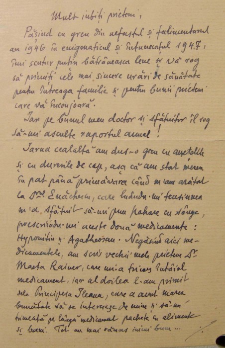 Autograf KIRILEANU. Scrisoare din anul 1947