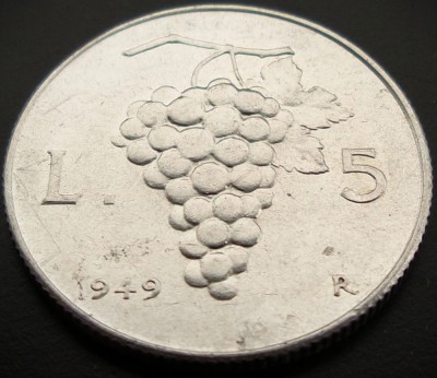 Moneda istorică 5 LIRE - ITALIA, anul 1949 * cod 1598 foto