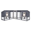 Cusca Iepuri Exterior Lemn Brad, 250x192x105cm, Gri/Alb, Spatiu Joaca, Rezistenta Apa, Rampa Anti-derapanta