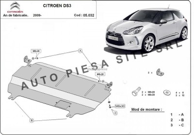 Scut metalic motor Citroen DS3 fabricat incepand cu 2009 APS-05,032 foto