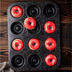 Forma de copt, pentru coacerea a 6 briose, cu invelis antiaderent, neagra, 26,5x17,5 cm, Klausberg