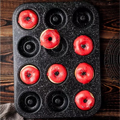 Forma de copt, pentru coacerea a 6 briose, cu invelis antiaderent, neagra, 26,5x17,5 cm, Klausberg foto