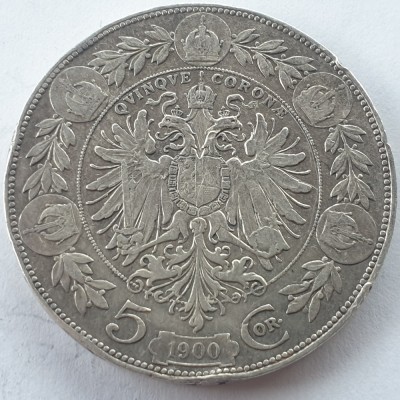 Austria 5 coroane / korona 1900 argint Iosif l foto