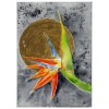 E133. Tablou, Flori cu soare auriu, acuarela pe hartie, neinramat, 21x29cm, Avangardism, RavariuArt