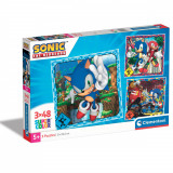 Puzzle Clementoni, Sonic the Hedgehog, 3 x 48 piese