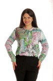 Bluza Dama, Asimetrica, Verde cu imprimeu si Funda - XL, Eranthe