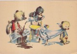 Ilustrati Ursuleti cu cafetiera, 14x9 cm, Stare buna