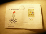 Plic FDC Romania 1968 - Olimpiada Mexico 68, cu Colita nedantelat