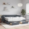 Pat de zi extensibil vidaXL, 90x200 cm, catifea gri inchis, cu 2 sertare + 2 saltele spuma