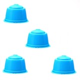 Cumpara ieftin Set 4 Capsule cafea, reutilizabila, reincarcabila, compatibil Dolce Gusto, albastru deschis