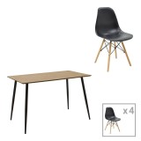 Cumpara ieftin Set dining Cuba-Julita, Pako World, 5 piese, MDF, Sonoma-Negru, 120x70x76 cm