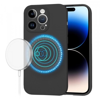 Husa MagSafe pentru Apple iPhone 14 Pro, Techsuit, SoftFlex, Neagra foto