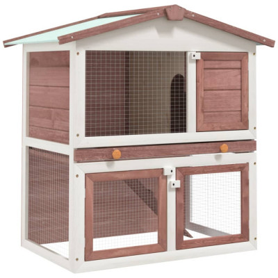vidaXL Cușcă de iepuri pentru exterior, 3 uși, maro, lemn foto